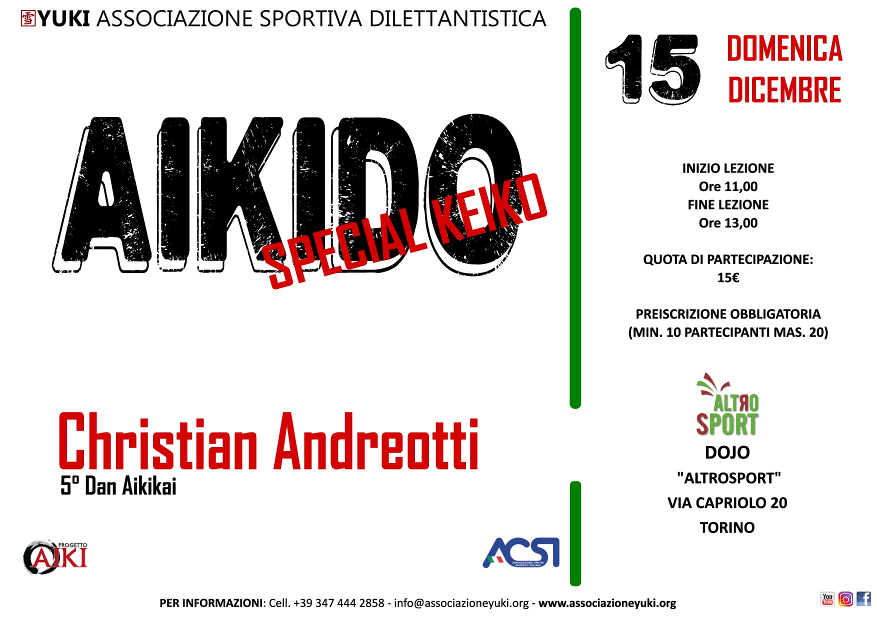 Aikido Special Keiko, Christian Andreotti, Torino, YUKI ASD, Palestra Altro Sport